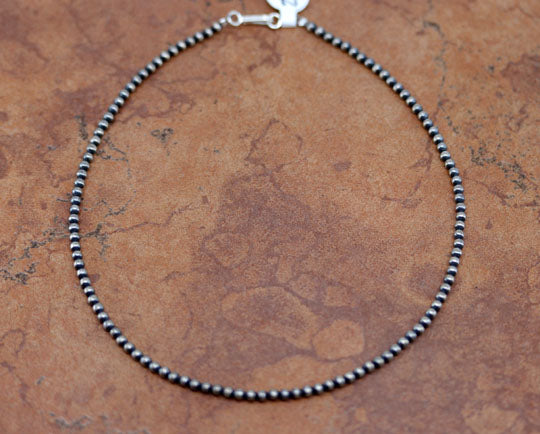 3mm Sterling Silver and Turquoise Navajo style bead choker
