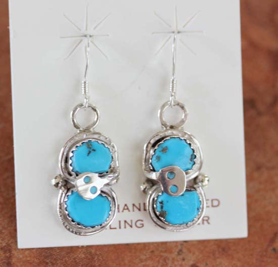 Zuni Silver Turquoise Earrings by Effie Calavaza Jewelry Native American