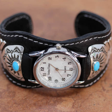 Navajo, Zuni, Native American, and Southwest watches. Our designs feature watch bracelets, stretchband, leather, Kokopelli, Eagle, inlay, Sunface, cuff, and more.