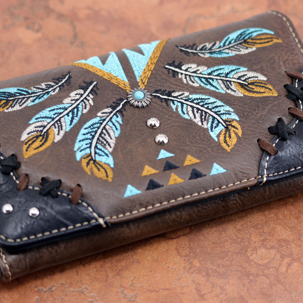 Southwest Rug Pattern Large Wallet – Jewelry Native American