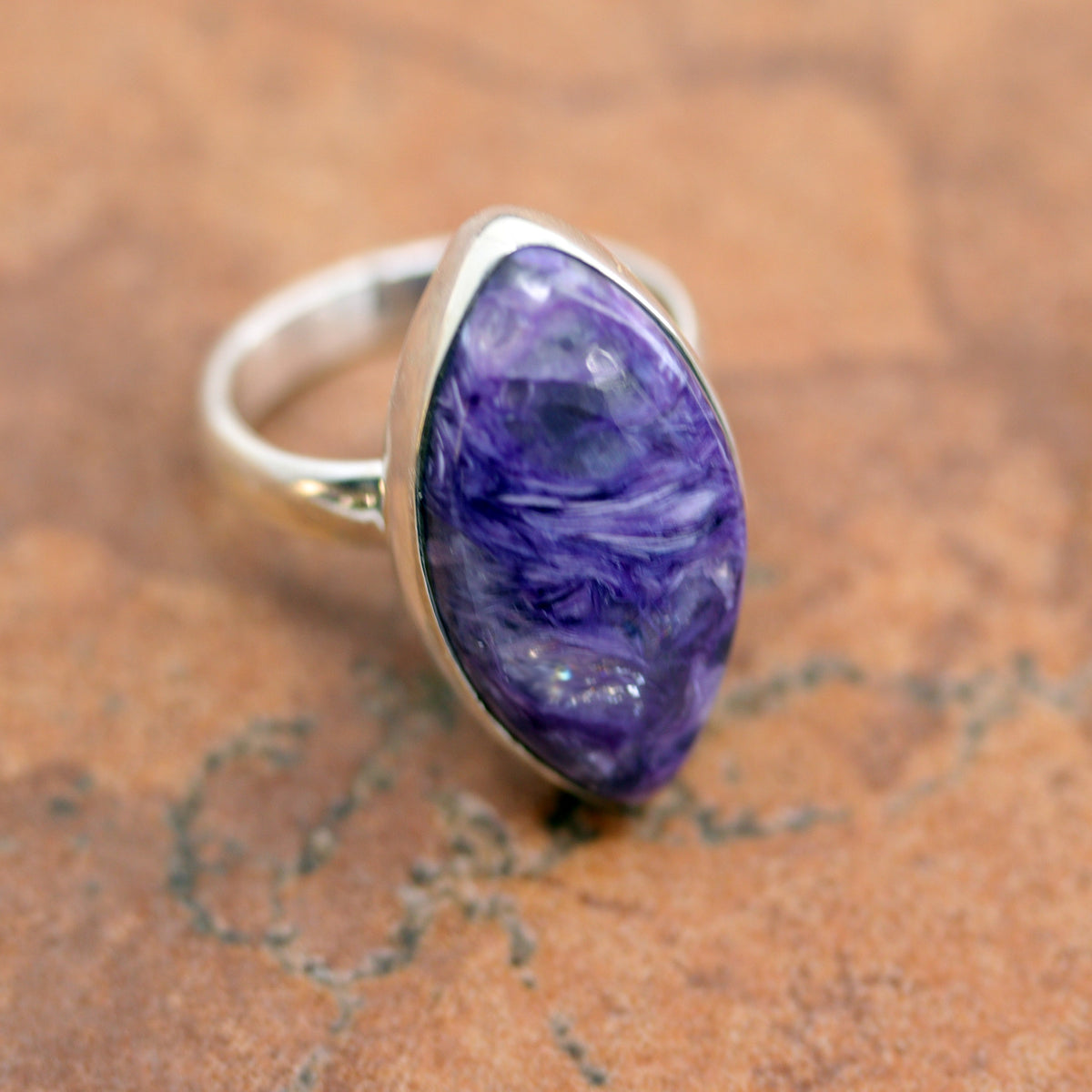 Sterling Silver Charoite Ring Size 7 1/2 Jewelry Native American