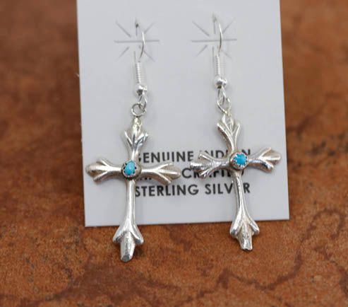  Single Stone Sterling Silver Cross Earrings Handcrafted by  Navajo Artist Louise Joe: Clothing, Shoes & Jewelry